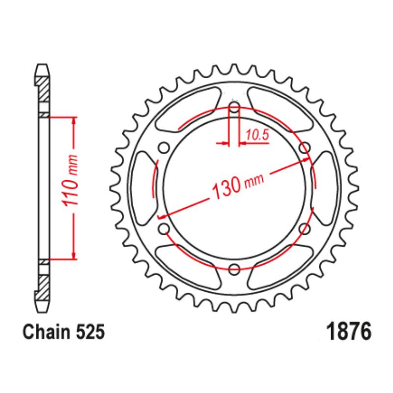 525 Motorcycle Rear Sprocket For Yamaha YZFR1 2016 YZFR6 R6 06-24 YZFR7 22-25 MT-10 MT10 16-25 FZ-07 FZ07 15-17 MT-07 MT07 14-24