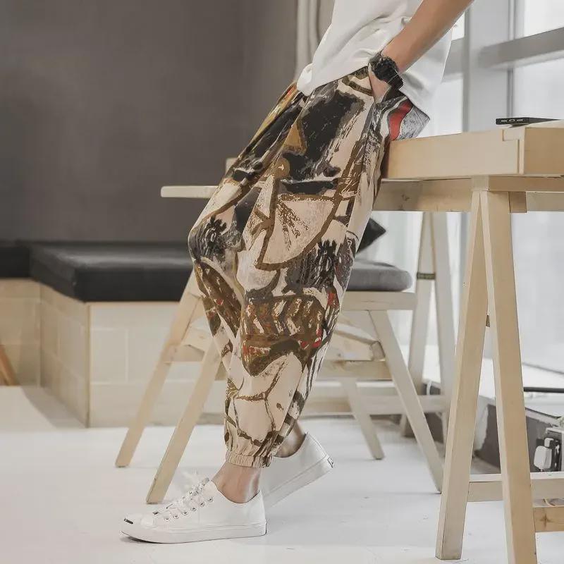 

Men s Chinese-Style Casual Printed Loose Harem Pants 5XL