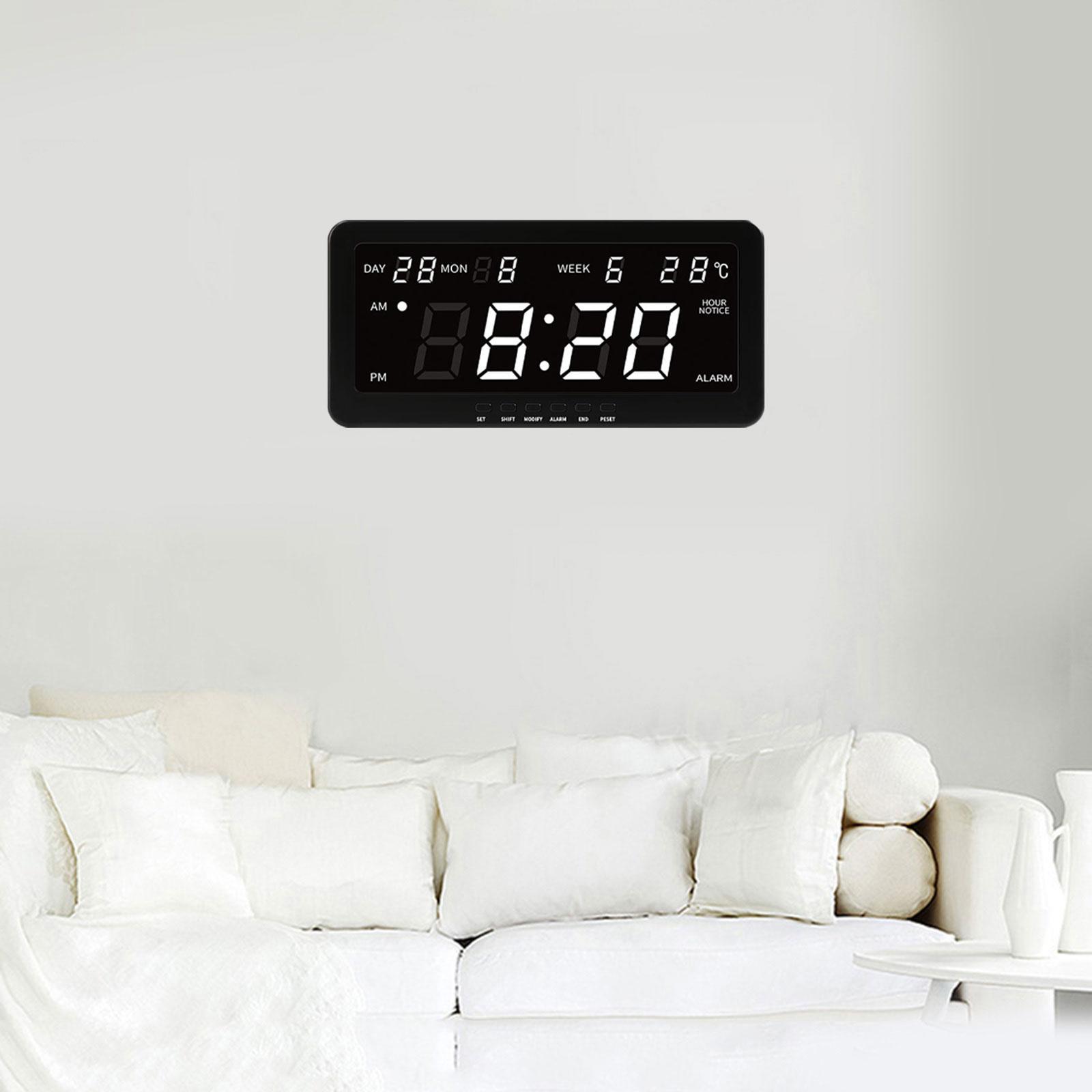 Digital Wall Clock LED Desktop Clock Calendar Multifunctional Temperature