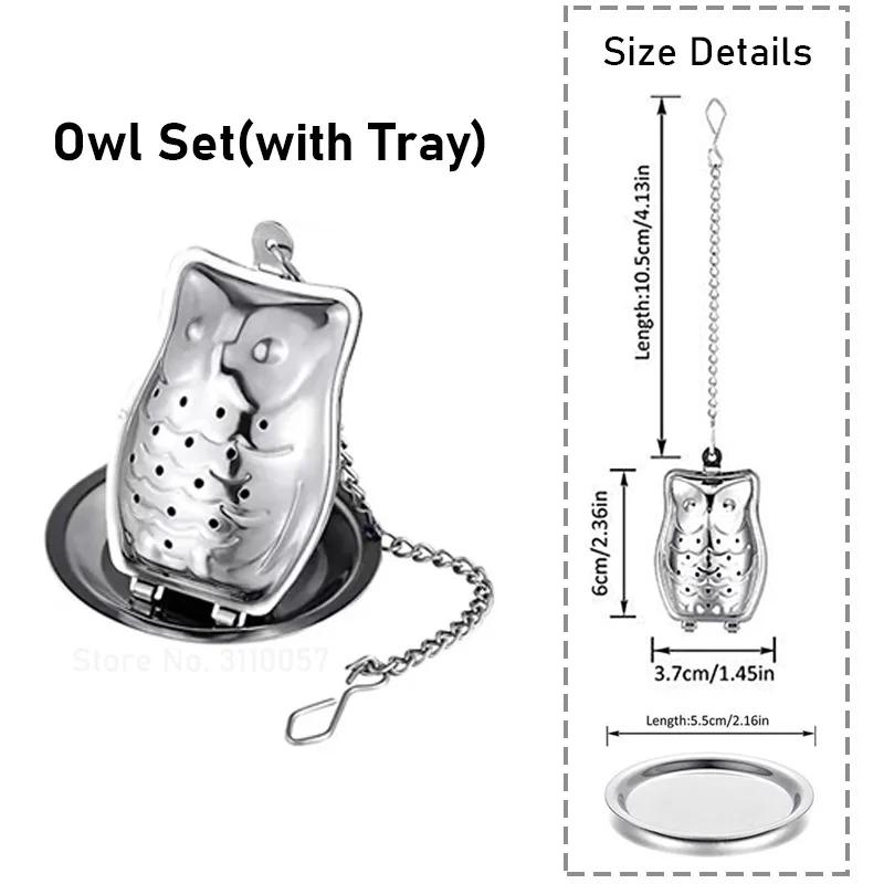 New Stainless Steel  Tea Infuser Teapot/Owl/Duck/Pumpkin Tray Spice Tea Strainer Herbal Filter Teaware Accessories Kitchen Tools
