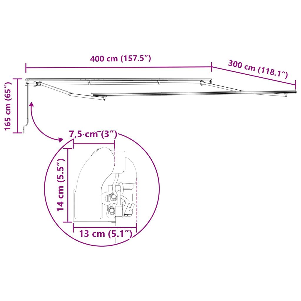 Retractable Awning Green and White 400 X 300 Cm