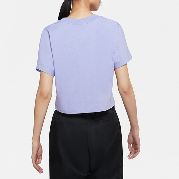 Nike Crop Tops Women's Purple Crew Neck Moderate CJ3765-569