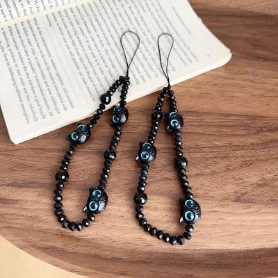 High-end Black Cat CCD Camera Keychain Mobile Phone Case Lanyard Pendant