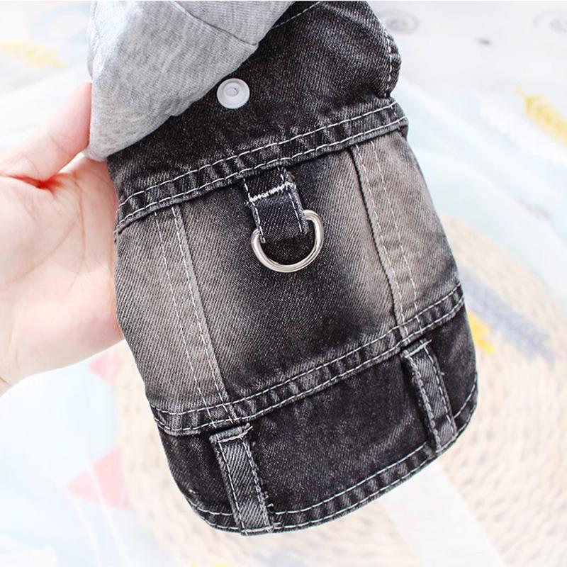 

Весенняя одежда для щенков и маленьких собак Мопс Джинсовая толстовка с серым капюшоном Синий Черный Деним Одежда для чихуахуа 2026 Новый дизайнерский футболка XS（old） чёрный