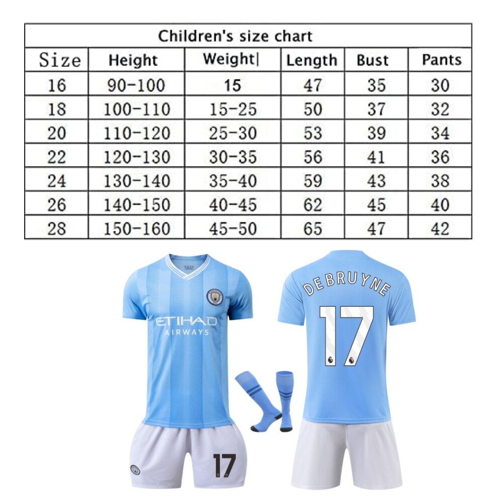 Kids Sport Equipment 23-24 Season Man City De Bruyne Football Jersey Breathable Quick-Dry Training Match Shirt