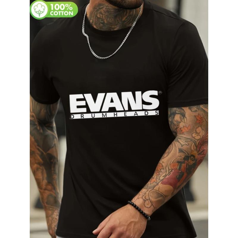 

European sizes Evans Drumheads Men S Black Graphic T-Shirt - Soft 100% Casual Short Sleeve Tee with Bold Logo, Round Neck & Machine Washable S чёрный