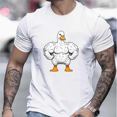 New Summer Men's Fashion T-shirt Personality Cartoon Duck Printed Men's T-shirt Top
