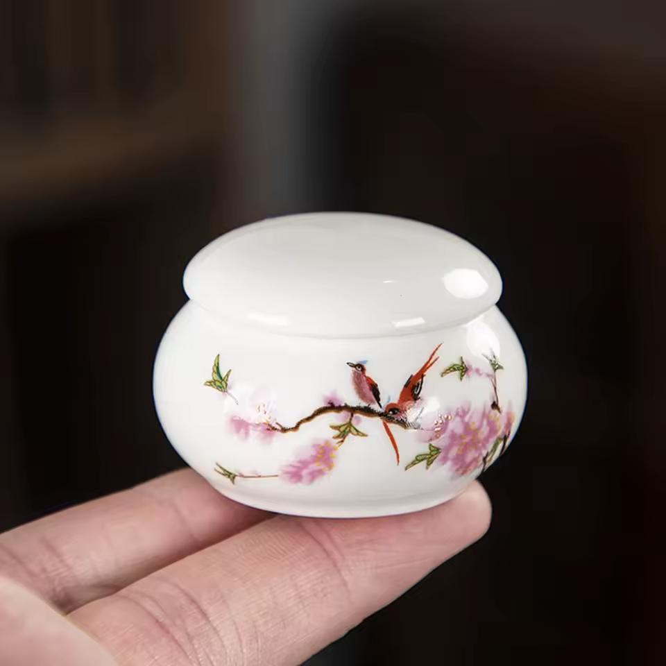 1Pc Ceramics Nail Cup with Lid Acrylic Liquid Powder Ceramic Cup Nail Art Acrylic Liquid Powder Porcelain Dappen Dish Container