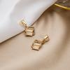 Geometric Square Earrings, Opal Diamond-Set Rhombus Temperament Trendy Stud Earrings.