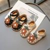 Children's Shoes Girls Sandals Beauty Large Flower Summer New Closed Toe Fashion Soft Bottom Kids Baby Girl Beach Shoes