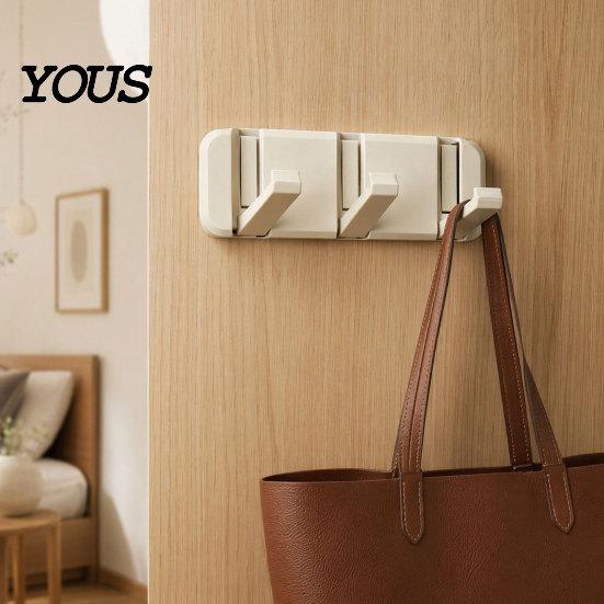 Space Saving Door Hooks Over The Hanger Hooks, Foldable No Drilling Adhesive Coat Rack, Wall Organizer, for Coats Bags Towels Scarves Keys