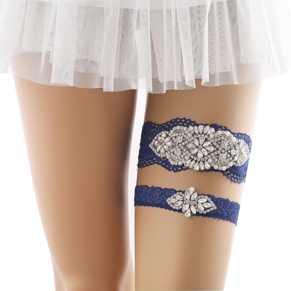 NZUK Sexy Spitzenstrumpfbänder mit Strass Oberschenkelschlaufe Mädchen Hochzeitsfeier Braut Rose Bein Strumpfband Gürtel Strumpfhalter