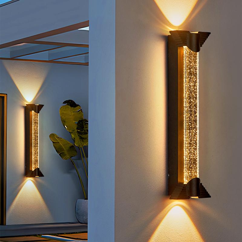 Outdoor Waterproof Wall Lamp Crystal Simple Lights Modern Outdoor Balcony Terrace Lamp Villa Entrance Gate Courtyard Wall Lamp