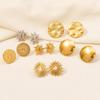 Heart Sun Ear Studs Stainless Steel Earrings For Women Men Accessories Vintage Jewelry Piercing Aretes Acero De Inoxidable Mujer