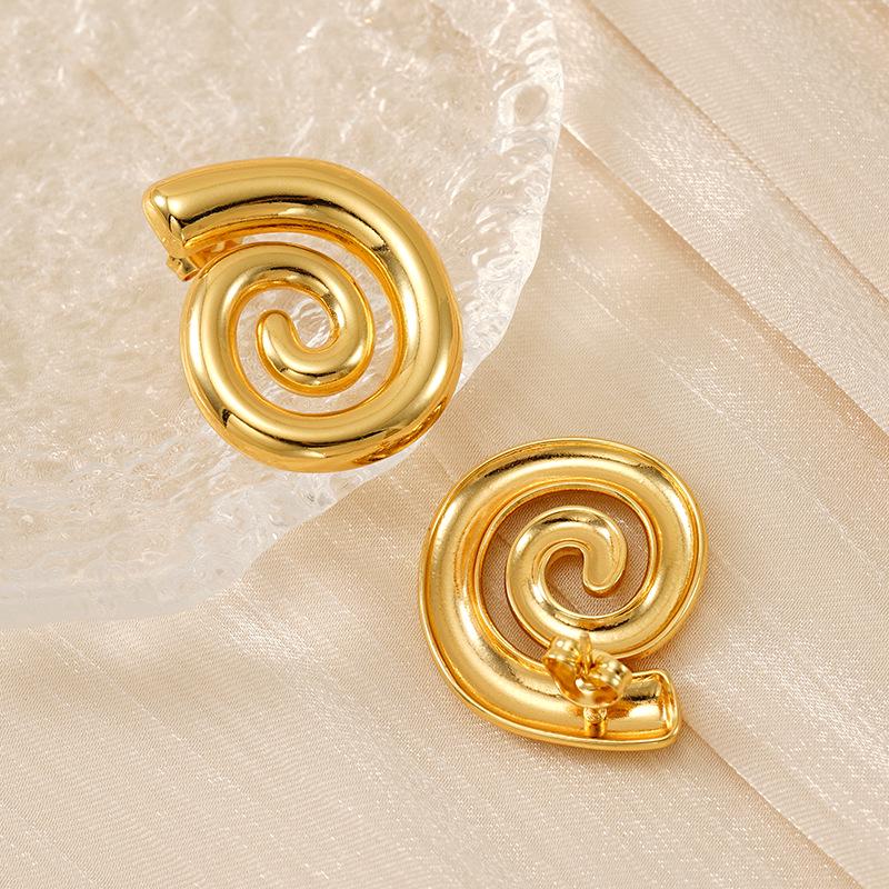 Minimalist Metal Spiral Earrings: Unique European & American Design, Women's Niche Style, Advanced Temperament Ear Studs.