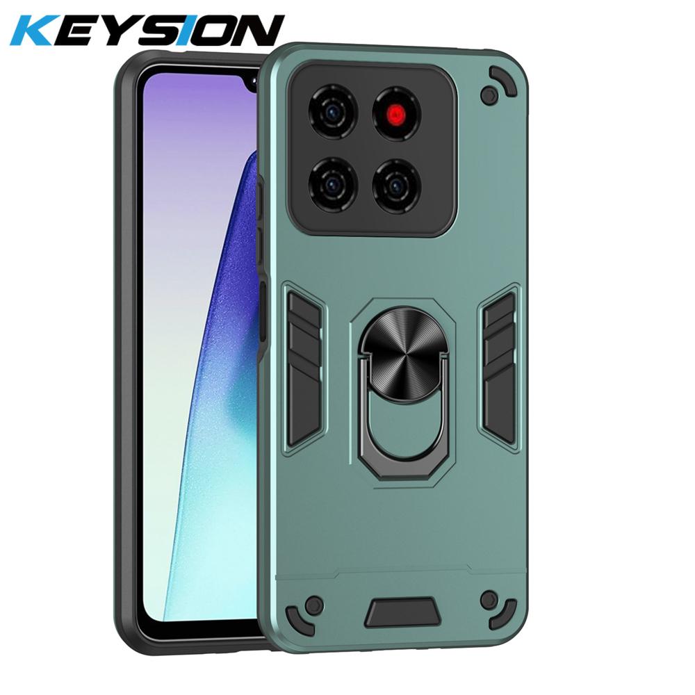 

KEYSION Shockproof Armor Case for ZTE Blade A56 Soft Silicone+PC Metal Ring Stand Phone Back Cover for ZTE Blade A56 for ZTE Blade A56
