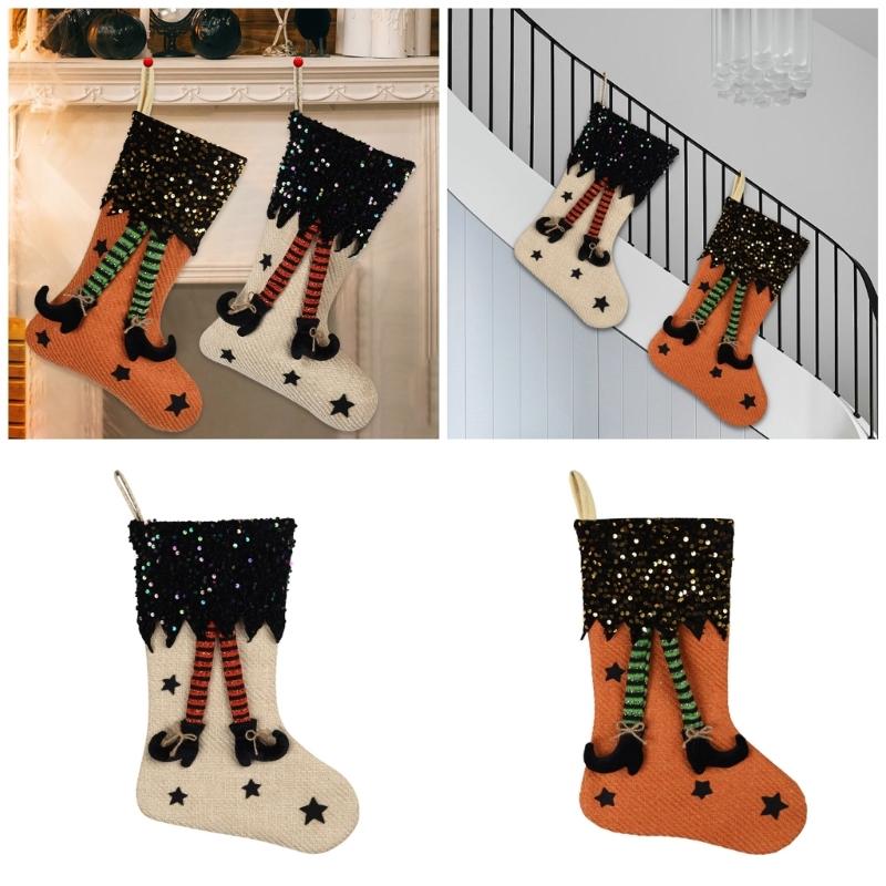 Eye Catching Halloween Themed Sock Unique Halloween Sock with Festival Pattern Soft Socks Ornament for Parties