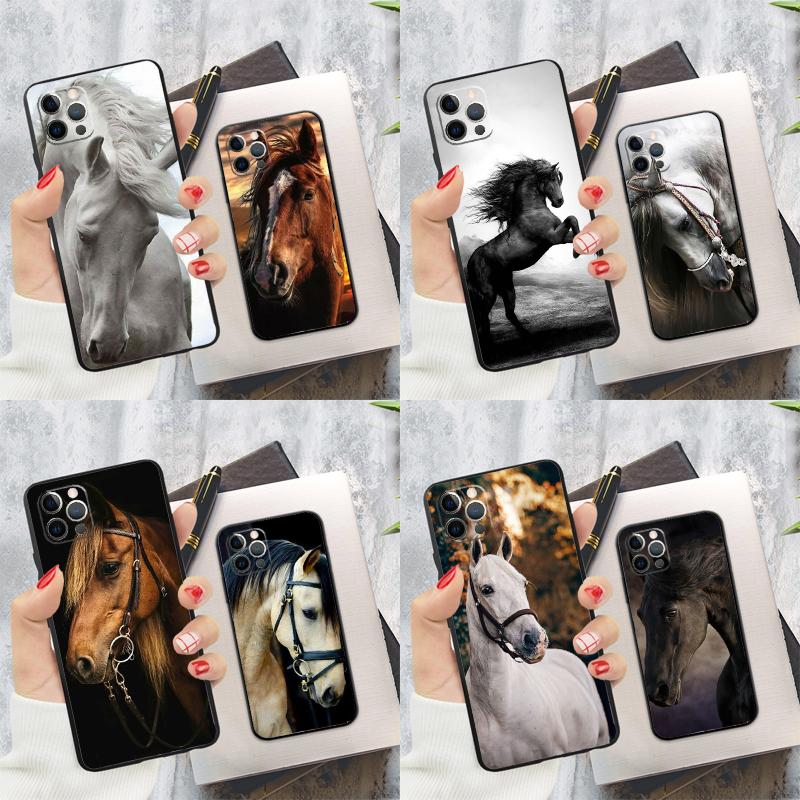 Horse Animal Case For iPhone 15 11 12 13 14 Pro Max XS XR X 7 8 Plus 12 13 Mini 16 Pro Max Soft Cover