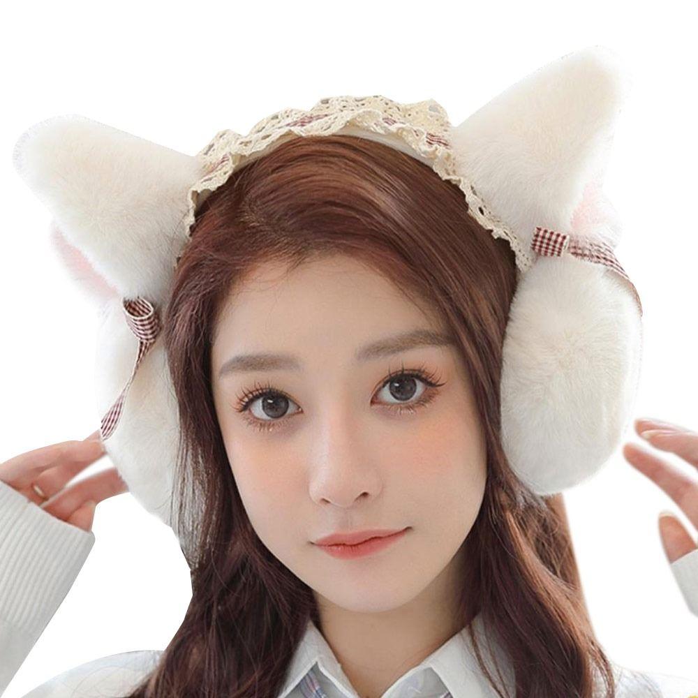 

Меховые наушники для кошек, зимние милые теплые наушники, мягкие плюшевые наушники, милые женские и девчачьи флисовые наушники