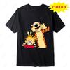 Calvin And Hobbs Tiger Hug Printed Tshirt American Retro Comic Unisexs And Unisexs Short Sleeve Shirt