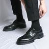 Mode Herrskor Brogues Läderskor Business Casual Krokodilmönster Lädersko Andningsbara Mjuka Sula Klänningsskor Herr Svart