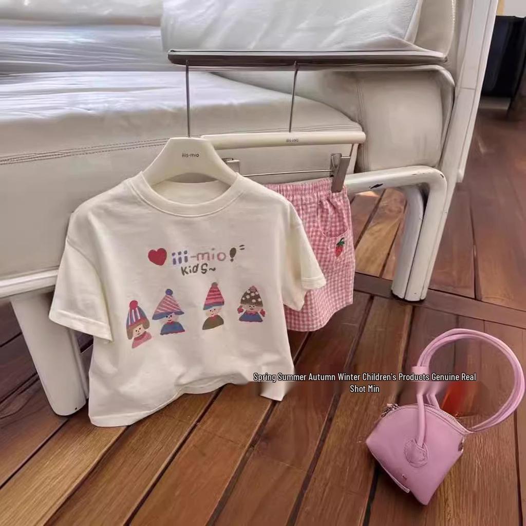 Girls' Summer Cotton Printed Shorts & T-Shirt Set