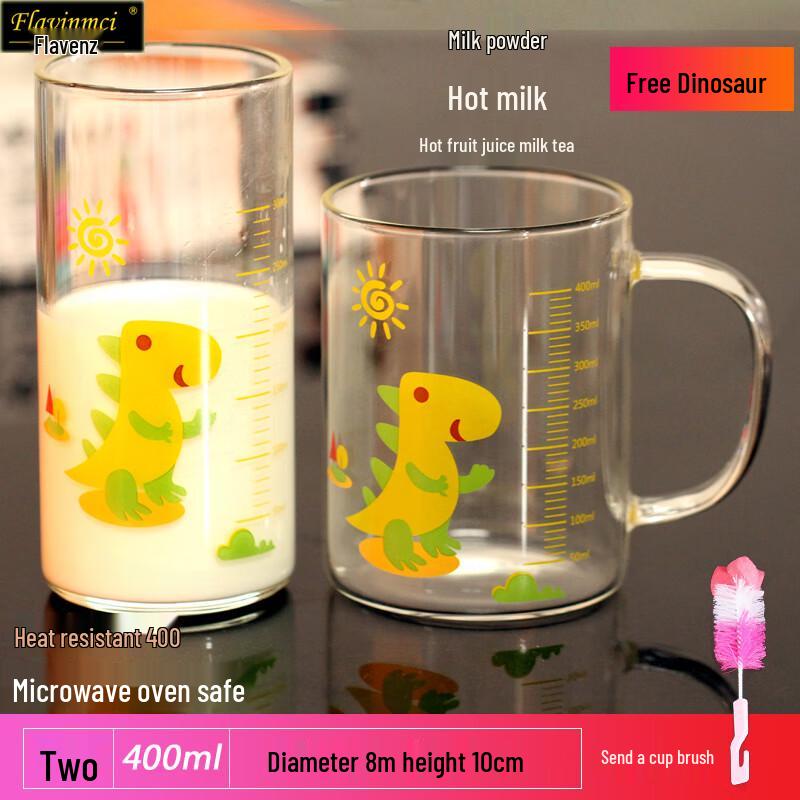 Flevance Cartoon Glass Milk Mug with Handle