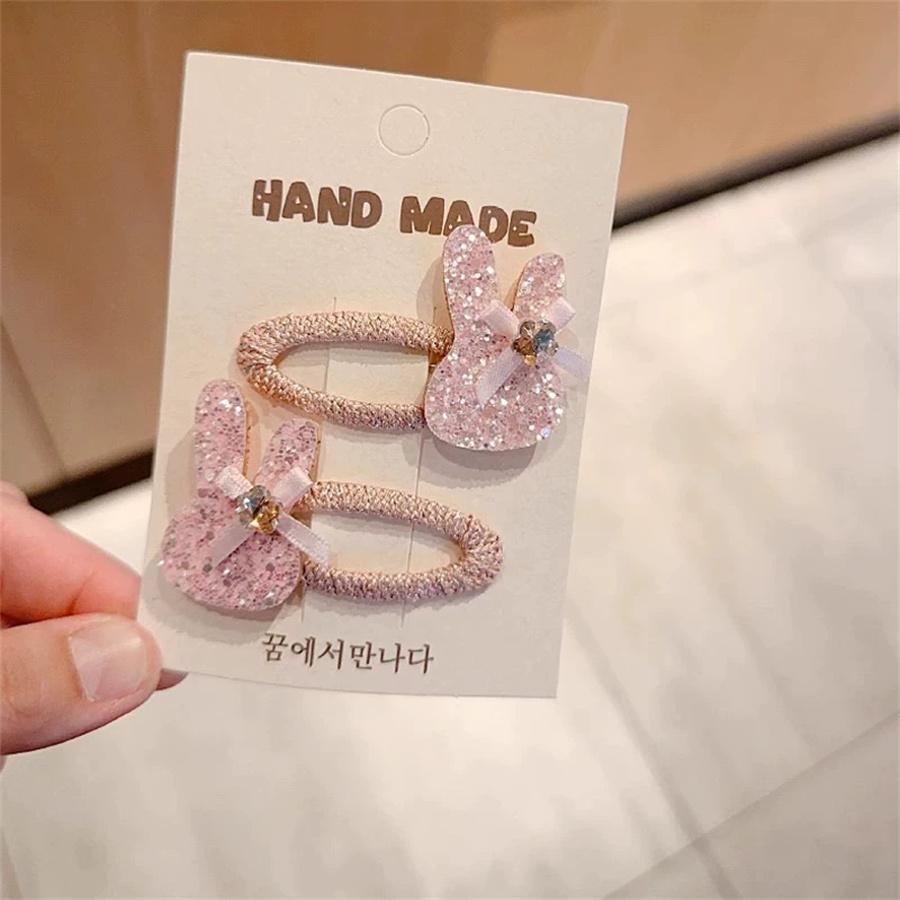 8PCS Pink Sparkling Diamond Rabbit Hair Accessory for Ladies, Cute Sequins, Star Hair Clip, Hair Loop, BB Clip, Bangs Hair Clip