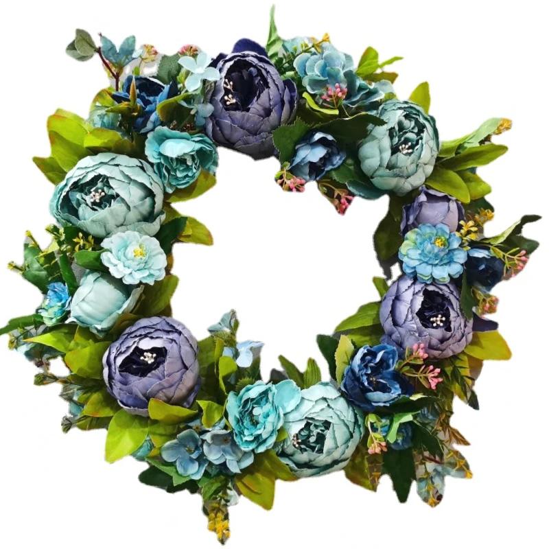 Artificial Peony Wreath Garland Rattan Home Decor Wedding Wreath Flower Home Door Decoration Wedding Centerpieces for Tables