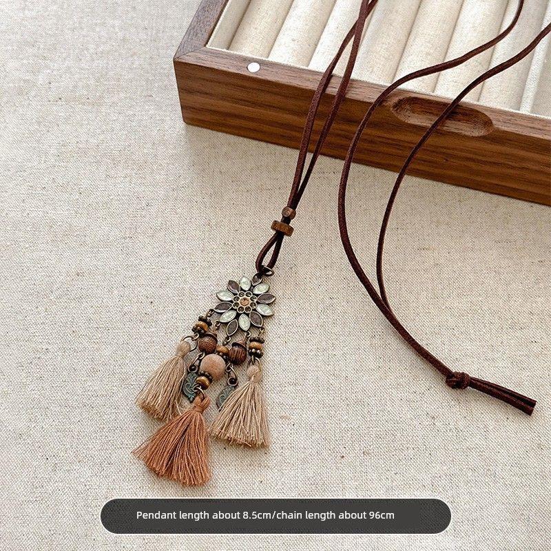Bohemia Style Butterfly Long Tassel Necklace Fancy Light Luxury Minority Sweater Chain Vintage Necklace Ornament