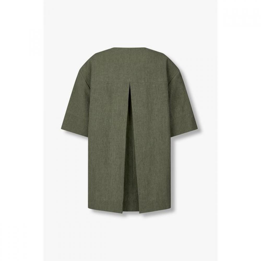 STUDIO TOMBOY Hidden Button Round Neck Short Sleeve Jacket 9106212551