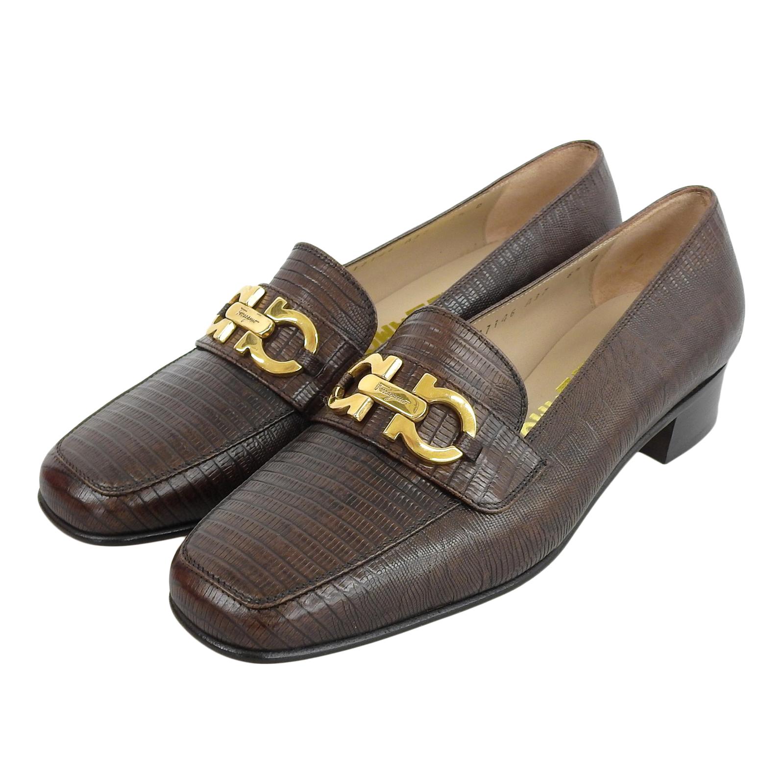 

Безупречные туфли-лодочки Salvatore Ferragamo FOREVER из тисненой кожи с двойной пряжкой Gancini Женские 6,5 Б/у