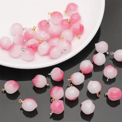 5 buc/pungă Sticlă Piersică Pandantiv DIY Brățară Colier Cercei Bijuterii Accesorii