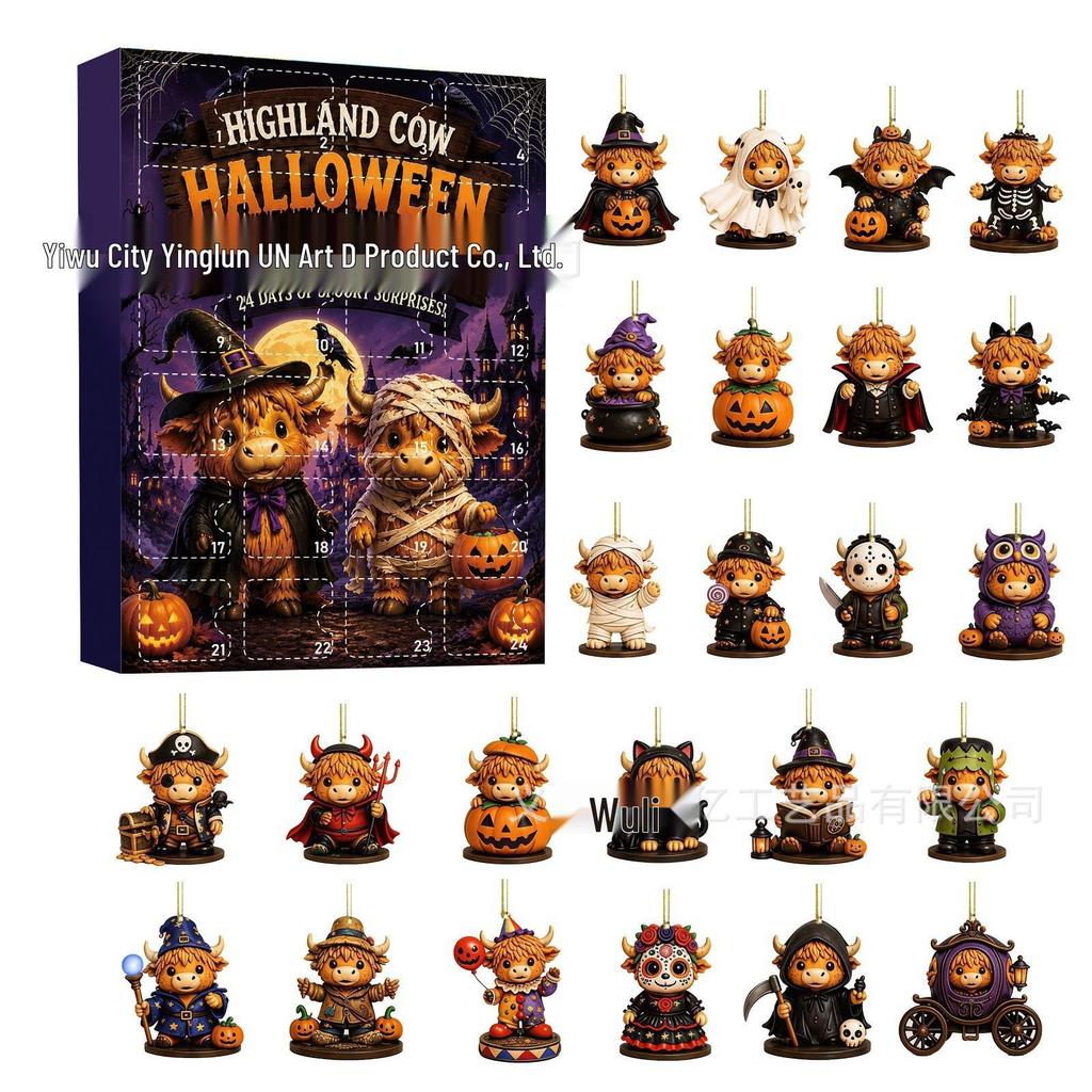 2026 Halloween Witch, Ghost & Goblin Countdown Calendar with Acrylic Pendant Blind Box