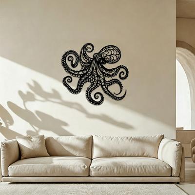 Elegant Indoor Outdoor Ornaments Octopus Metal Wall Decor, Gothic Nautical Room Art Sculpture Creative Texture Decor for Living Bedroom Dining