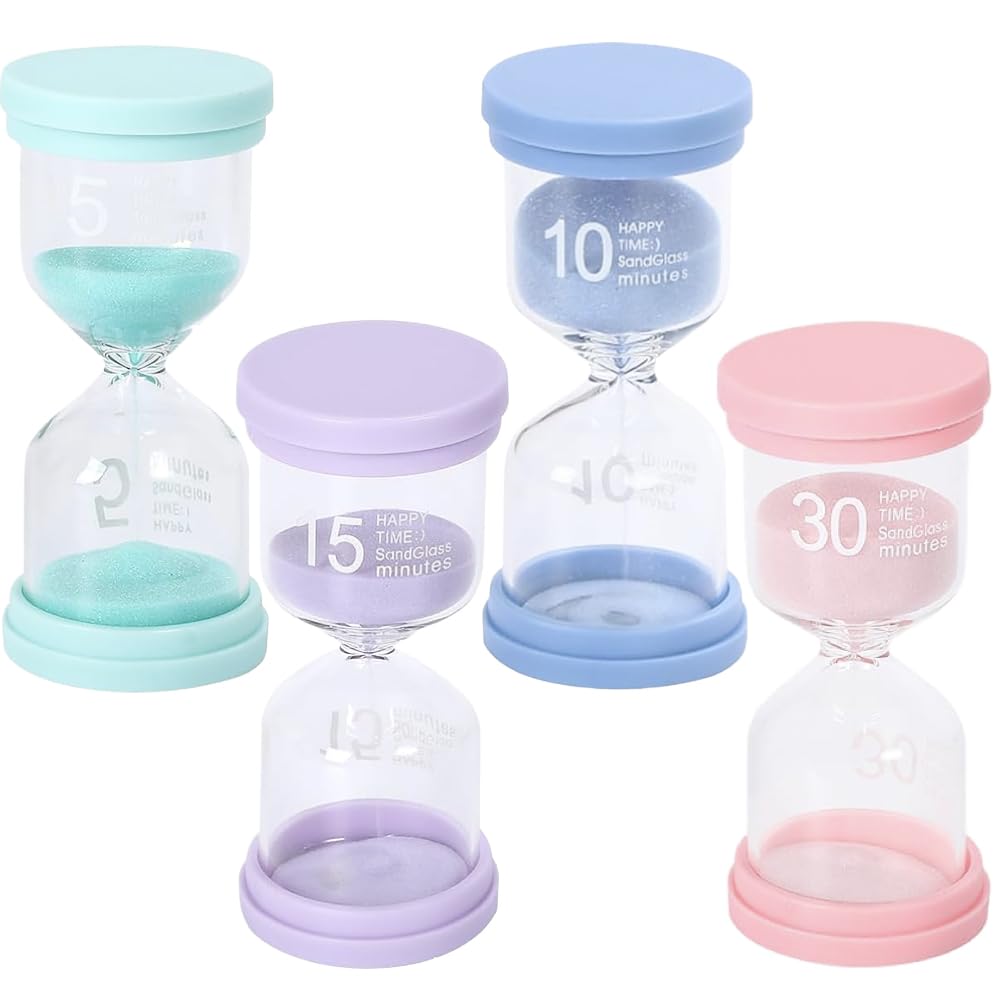 Ailunate Hourglass 4-piece Set 5 minutes 10 15 30 Sand Timer Children Study Waterproof Gift Kitchen Sauna Educational Interior