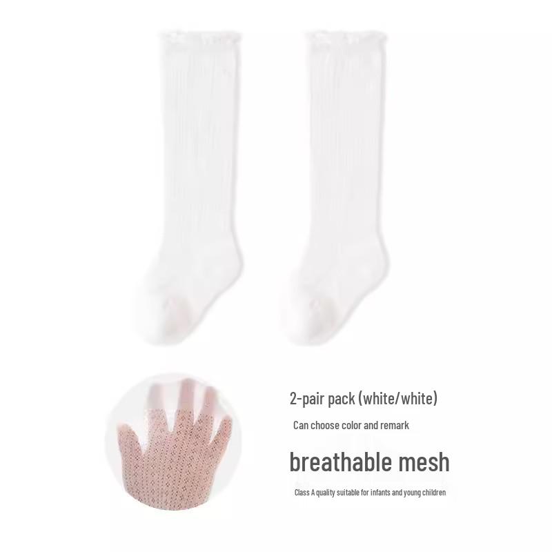 Kids' Candy Color Over-the-Knee Socks - Spring/Summer Breathable Mesh, Combed Cotton Long Socks