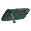 For iPhone 16 Kickstand Case Compatible with MagSafe PC+TPU+PU Phone Back Cover