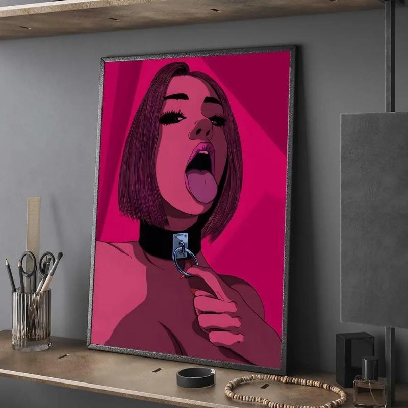 Pintura de Lienzo Abstracta Sexy Mujer Desnuda Hombres Póster Pintura Decorativa de Pared para Sala de Estar Bar Gaming