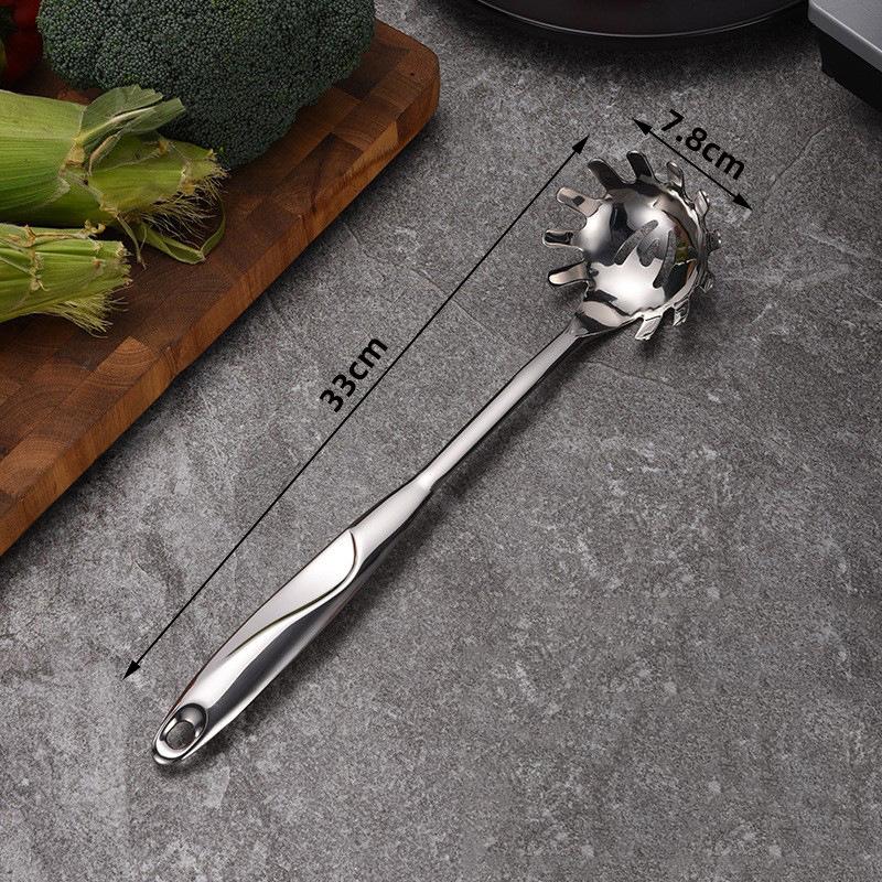 Stainless Steel Spaghetti Spoon 13 Inch Long Handle Pasta Spoon Pasta Fork Noodle Spaghetti Grab Spoon Kitchen Cooking Tools