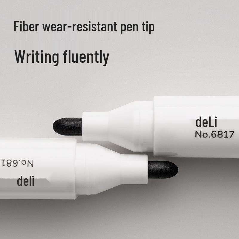 Deli 6817 Black Erasable Whiteboard Marker - Water-Based, Large Tip, Easy To Write and Erase