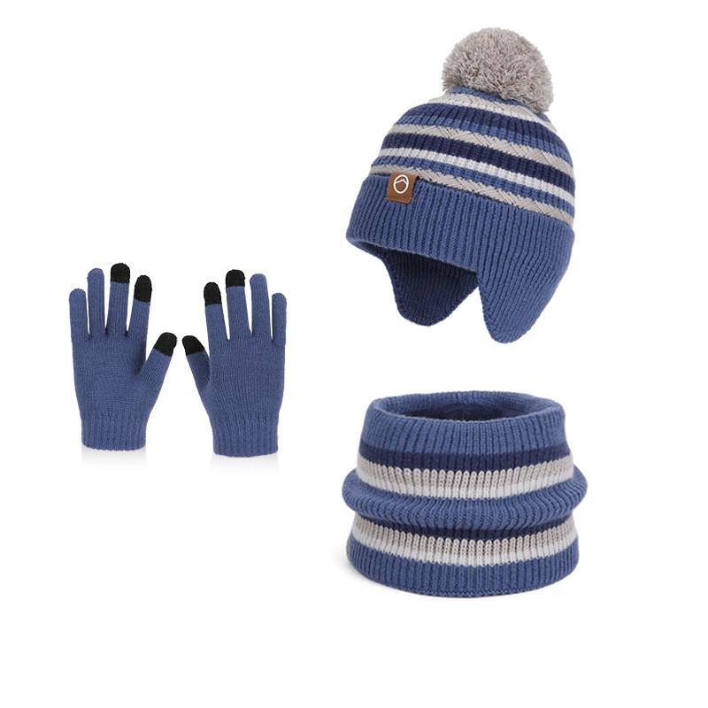 Children Knit Hat And Gloves Set With Fleece Lining For Winter Outdoor Warmth