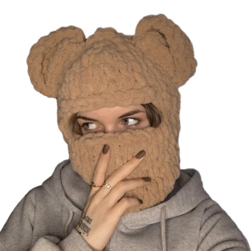 Halloween Slouchy Hat for Girls Chinese Panda Ears Hat Bear Warm Neck Warmer