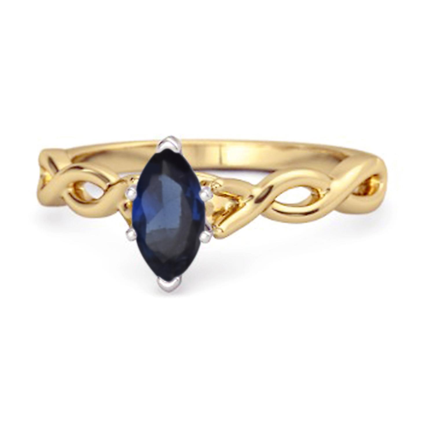 Blue Sapphire Marquise Ring - 925 Sterling Silver Gold Vermeil 9.5 жёлтый