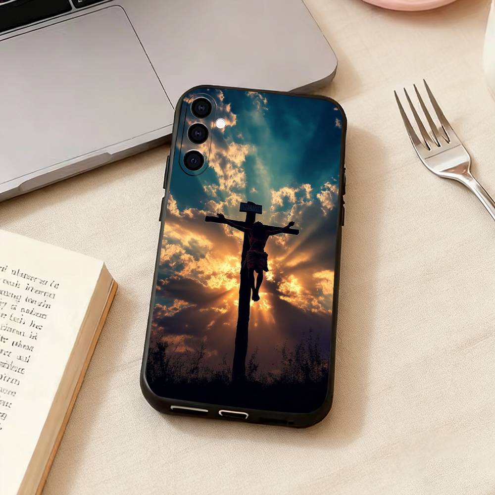 Verse of The C-Christian-N Bible Jesus Phone Case For Samsung Galaxy A73,A72,A71,A70,A53,A52,A51,Soft Silicone Black Cover