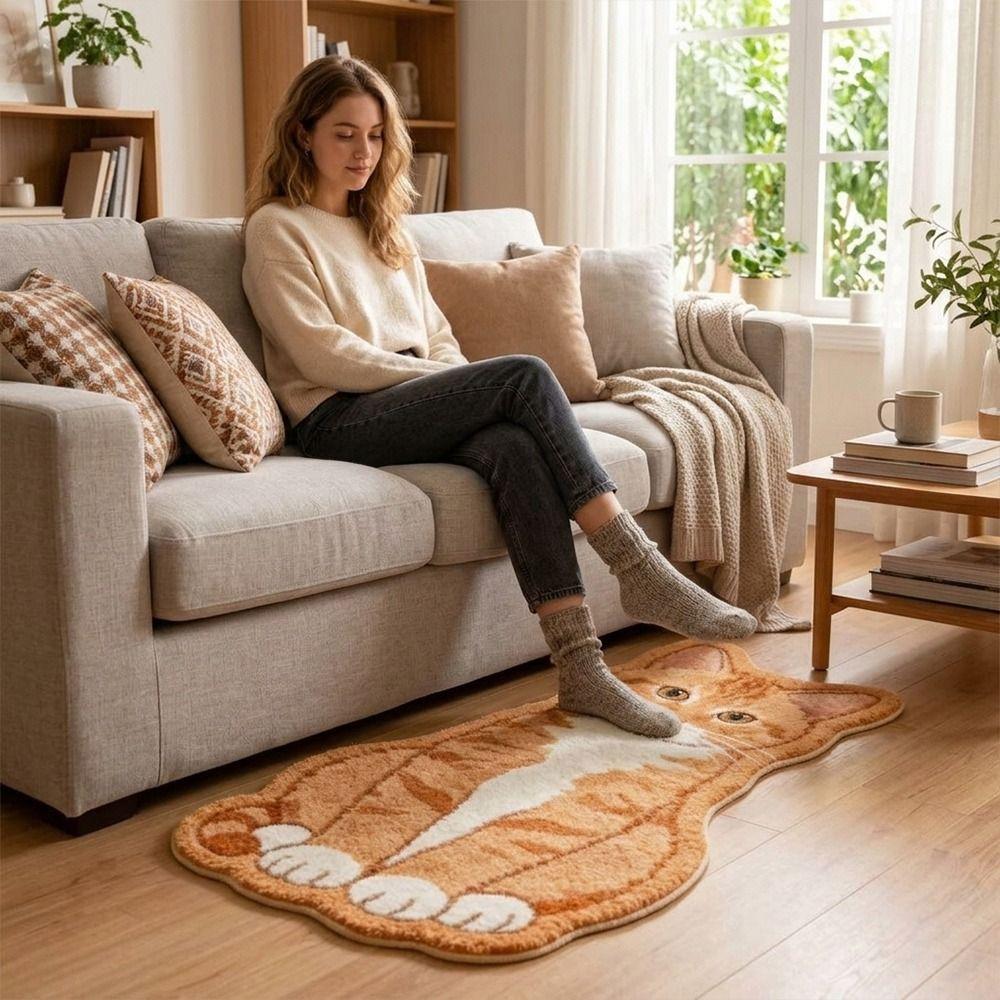 Anti-fouling Home Decor Carpet Soft Plush Dog-Shaped Floor Mat Cartoon Carpet  for Home Decoration