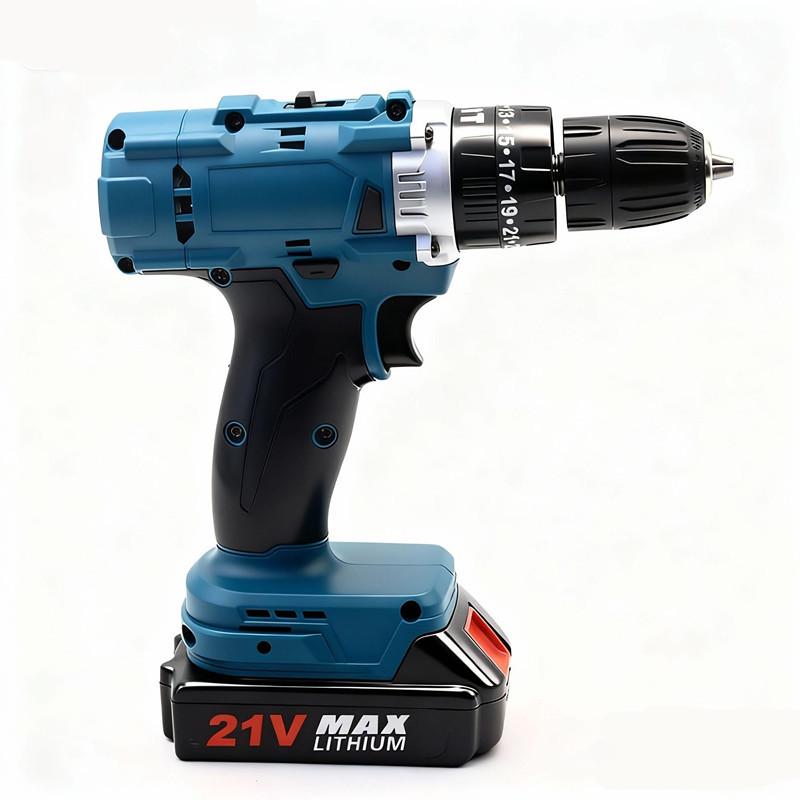 21V High-Power Brushed Lithium-Ion Hand Drill with Impact, Speed, & Three-Function Settings - Electric Drill Tool Set.