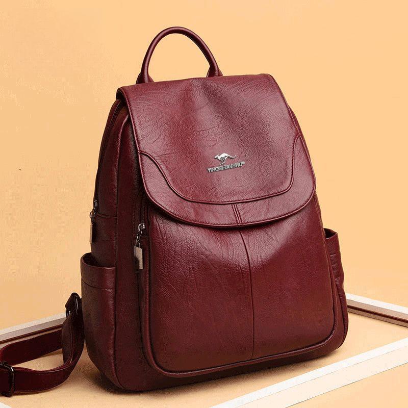Backpack Women's New Leather Texture Fashionable Versatile Backpack Women's Large-capacity Travel Bag