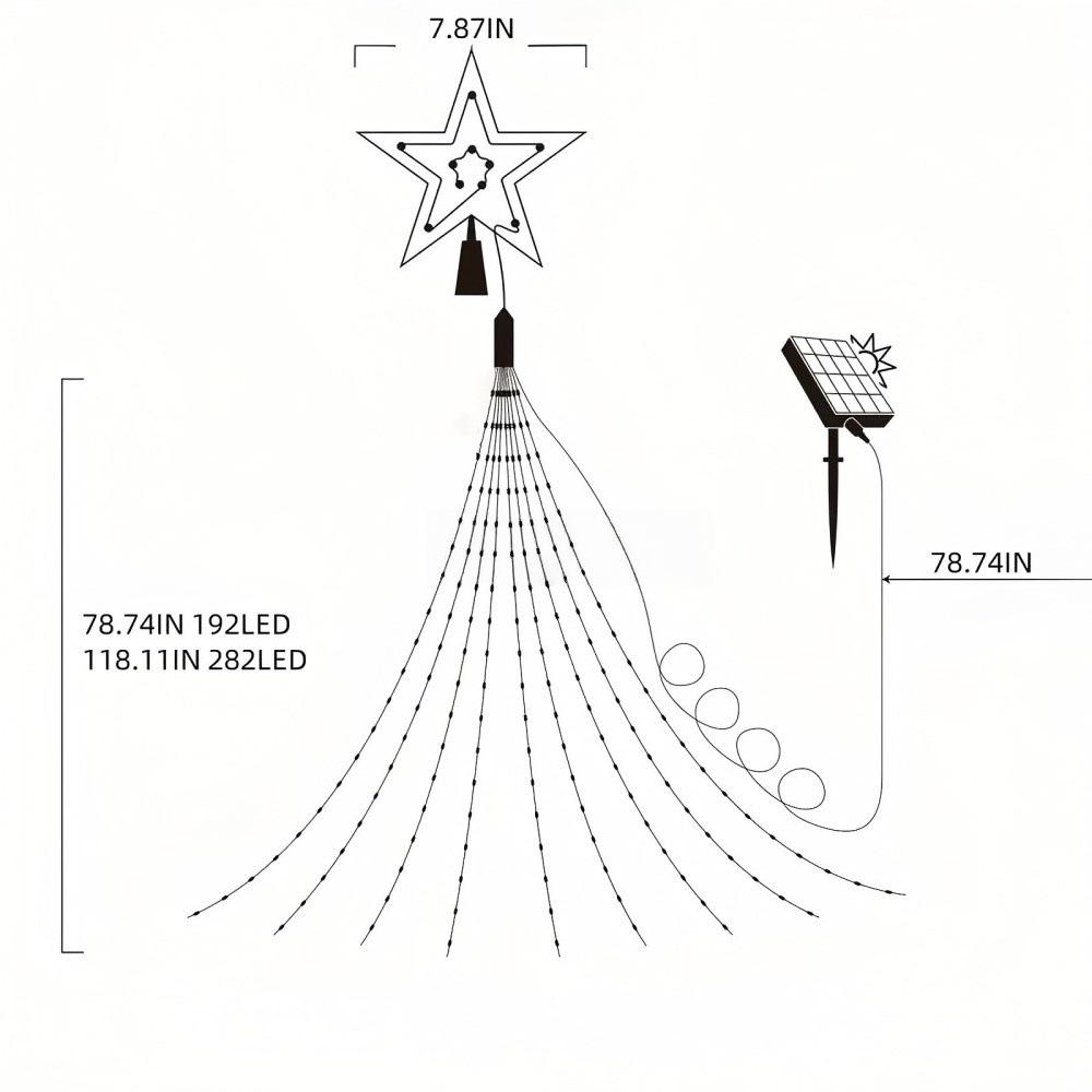USB Copper Wire Flowing Star Waterfall Christmas Lights for Outdoor Decoration