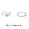 Süße und Coole Blaue Blumenringe Geometrische Feine Verstellbare Silberringe Party Geburtstagsgeschenk Damenschmuck Wassertropfen Offener Ring